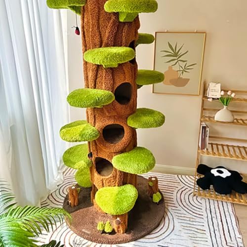 Magic Forest Cat Tree Tower, 90 inches Tall, Real Solid Wood Cat Tree