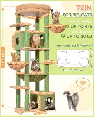 Taoqimiao 72 in Cat Tree, XXL Cat Tower