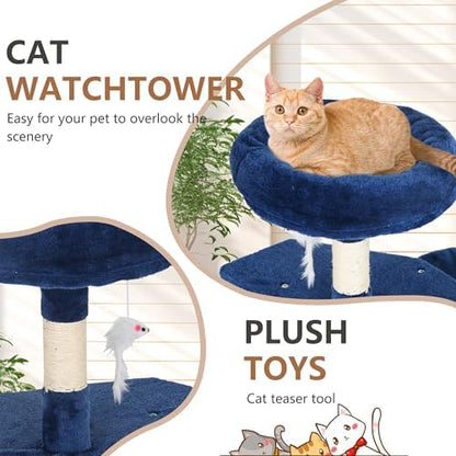 FDW | 36" Cat Tree Tower | Navy Blue | Multi-Level Indoor Activity Center