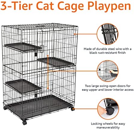 Amazon Basics Large 3-Tier Cat Cage Playpen