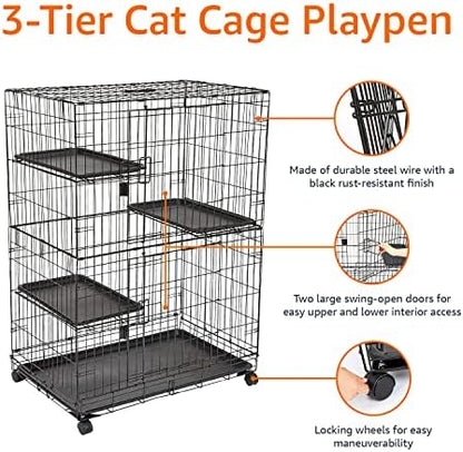Amazon Basics Large 3-Tier Cat Cage Playpen