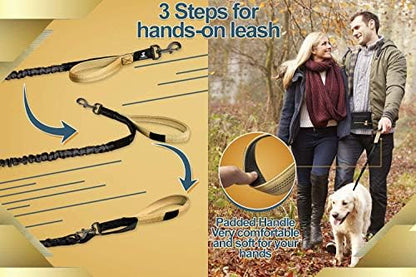SparklyPets Hands Free Dog Leash, Medium & Large Breeds, Premium Gold