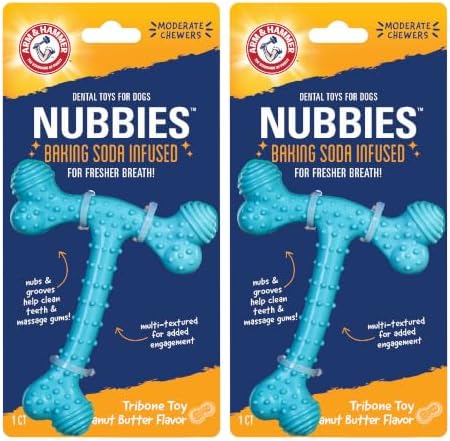 Arm & Hammer Nubbies T-Bone Dental Dog Chew Toy, Peanut Butter Flavor
