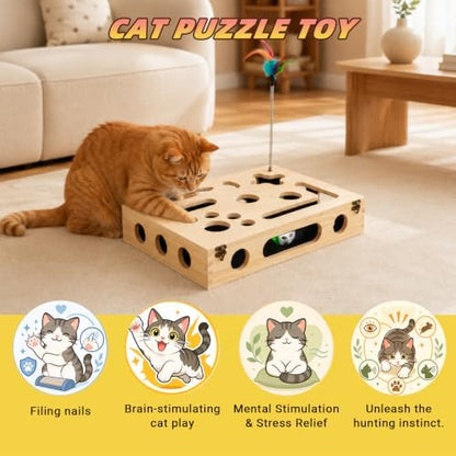 Cat Scratch Puzzle Enrichment Box, Interactive Cat Toy