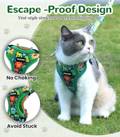 Halypet Cat Harness and Leash Set, Escape Proof Adjustable Harness