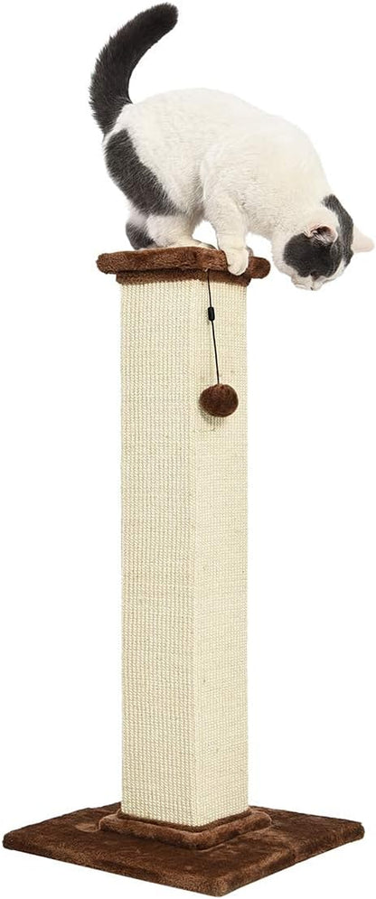 Amazon Basics Cat Scratcher - Indoor Classic Single Cat & Kittens Scratching Post with Sisal Rope, Jute Fiber, Large (35.4"H) - Brown