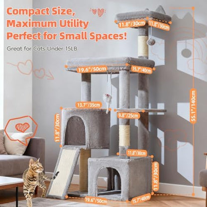 Taoqimiao Sturdy Cat Tree, 55.1In Cat Tower