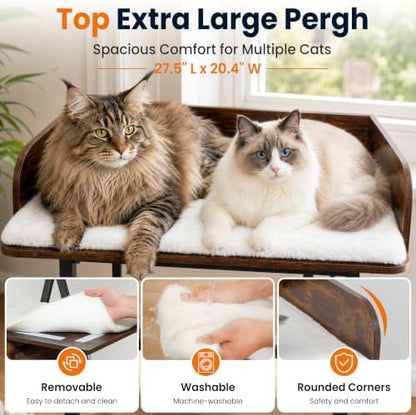 48in Wood Modern Cat Tree for Large Indoor Cats