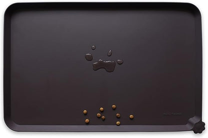 Hoki Found X-Large Silicone Non-Slip Pet Feeding Mats - Waterproof, Ideal for Dogs, Cats & Carpets - Dark Oak