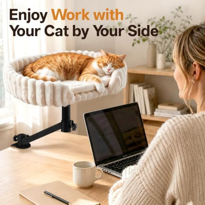 Cat Desk Bed, 360° Rotatable Cat Hammock