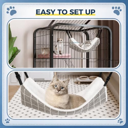 Jetec 2 Pack Cat Hammock for Cage, Cat and Plaid