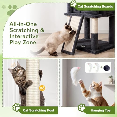 Globlazer 81in Cat Tree for Large Cats, Extra Tall Tower, Dark Grey