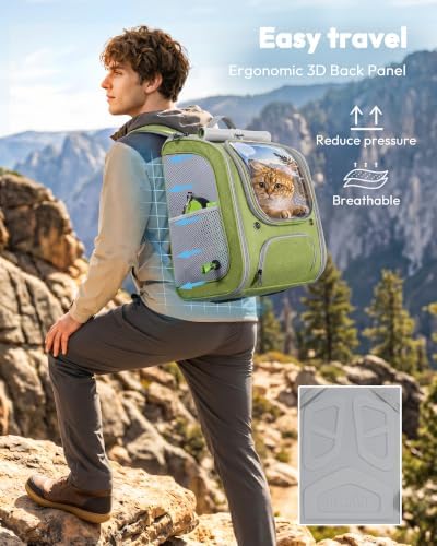 Pecute Cat Backpack Carrier, Large Space Cat Bubble Backpack, Light Green