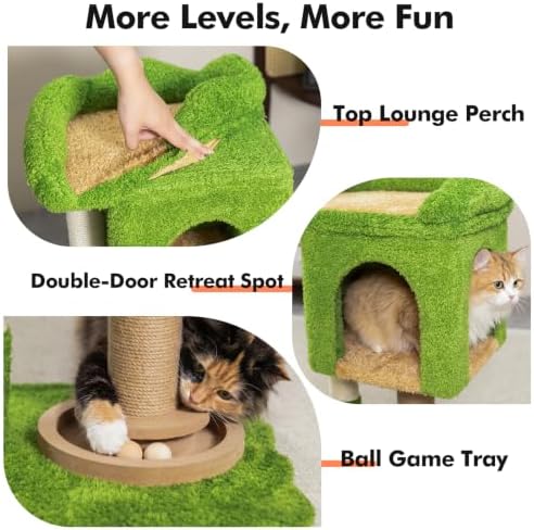 WOOCHPET Cat Tree with Sisal Scratching Posts and Cat Toys