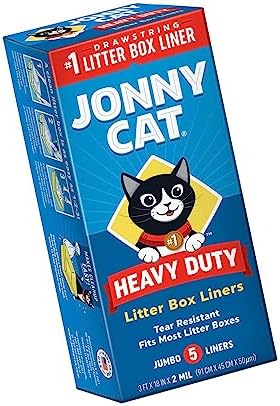JONNY CAT Litter Box Liners, Heavy Duty Drawstring Liners, 5 Liners per Box