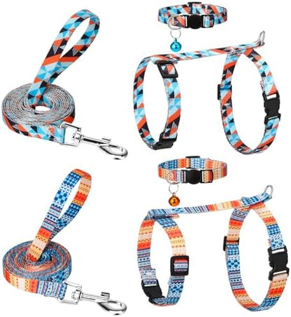 2 Pack Cat Harness and Leash Set Escape Proof Adjustable Cat Harness