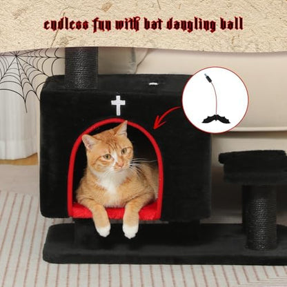 Gothic 3-in-1 Cat Stairs with Scratching Post & Condo, Pet Steps