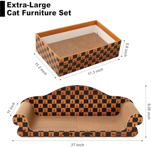 27" Cat Scratcher Bed & Sofa, Large Scratching Board House, Spacious & High