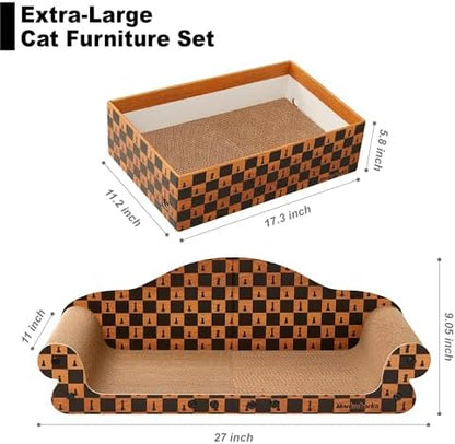 27" Cat Scratcher Bed & Sofa, Large Scratching Board House, Spacious & High