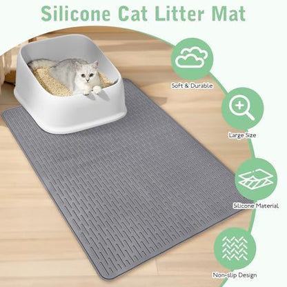 Cat Litter Mat 36" x 20" Waterproof Rubber Litter Box Mat