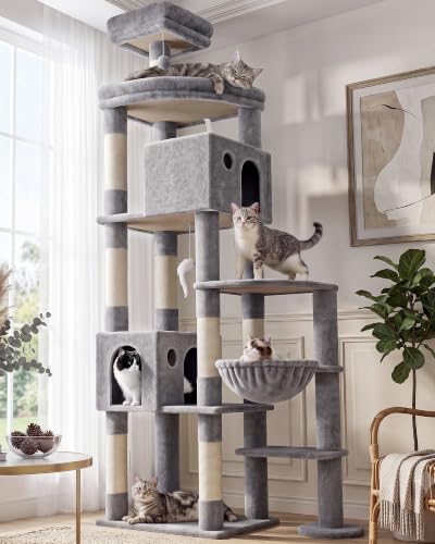 Globlazer Giant Cat Tree for Indoor Large Cats, Light Grey