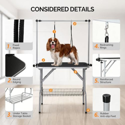 VINGLI Dog Grooming Table, 32“ Adjustable Pet Grooming Stand