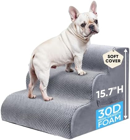 PAWSCRAT 3-Step Pet Stairs for High Beds & Sofas, 15.7''H Dog Stairs