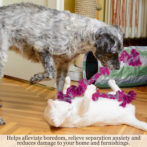 SunGrow Pink Dog Rope Toys, Twisted Triple Knotted Rope Bone, 2 Pack