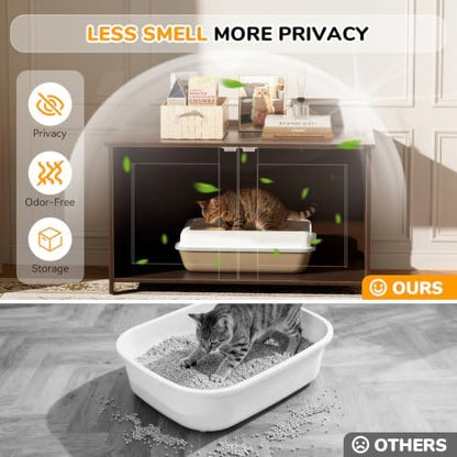 Extra Large Cat Litter Box Enclosure Furniture Dog Proof, Hidden Kitty Washroom