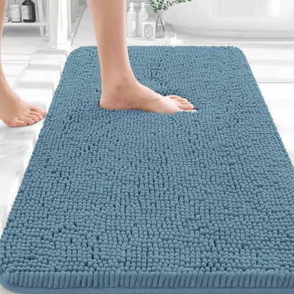 OLANLY Small Bathroom Rugs 30x18, Extra Soft Absorbent Chenille Bath Rugs