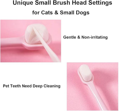 Cat Toothbrush, Soft Small Dog Dental Toothbrush Silicone, Easy Teeth Cleaning Head, Pet Deep Clean Dense Brush, Safe and Effective Oral Care, Brush Away Bad Breath, Easy to Handle, Blue