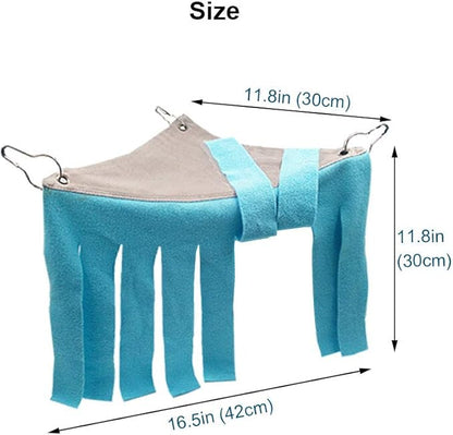 RIOUSSI Guinea Pig Hideout Hideaway Corner Fleece Toys Cage Accessories with Reversible Sides, Random/Gray-Blue+Pink, Pack of 2