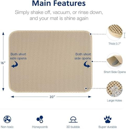 WePet Cat Litter Mat, Kitty Litter Trapping Mat, Honeycomb Double Layer Mats