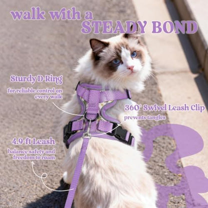 rabbitgoo Cat Harness and Leash Set, Escape Proof Vest, Purr-ple Daisy