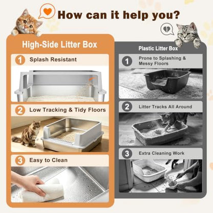 AIPERRO Extra Large Stainless Steel Litter Box