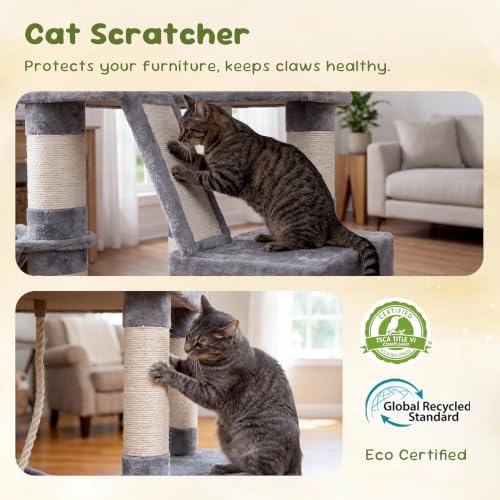 Heybly Cat Tree, 68 inch Multi-Level Cat Tower