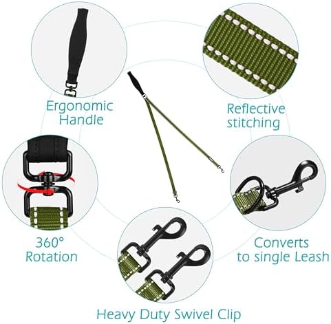 PetBonus Two Point Control Dog Leash, No Tangle Training Walking Leashes