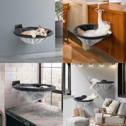 JUNSPOW Cat Hammock Wall Mounted, Foldable & Stable Cat Beds- Breathable Cats