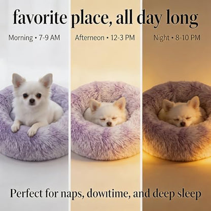 nononfish Cozy Calming Dog Bed, Soft Plush Donut Pet Bed