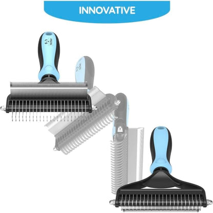 Dog Brush for Shedding & Cat Brushes for Indoor Cats - Double Coat Dog Brushes for Grooming - Hair Remover Pet Grooming Tools - 2 in 1 Deshedding Brush & Undercoat Rake for Dogs - Defur Comb Cleaner