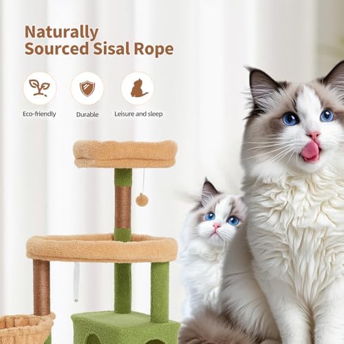 67-Inch Cat Tree with Bed, Observation Deck, Plush Platform & Toy Ball