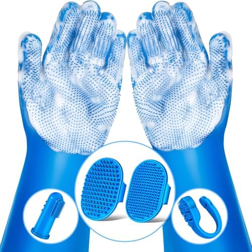 6PCS Grooming & Bath Supplies for Dogs, Cats | Dog Washing Gloves | Dog Bath