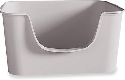Small Cat Litter Box with High Sides,Cat Boxes for Indoor Cats,Cat Litter Pan for Kitty,Litter Box with Low Entry,Easy to Clean,Anti-Splashing (Grey)
