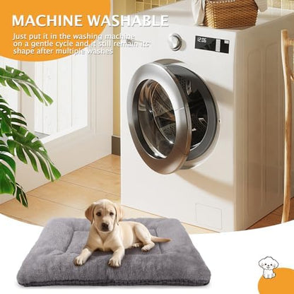 Reversible Dog Bed Mat with Plush and Corn Velvet, Soft Warm Pet Cushion