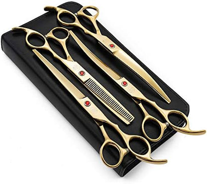 Moontay Professional 7" Dog Grooming Scissors Set 4PCS