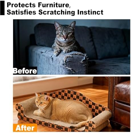 27" Cat Scratcher Bed & Sofa, Large Scratching Board House, Spacious & High