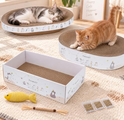 PatiencET 3-in-1 Cat Scratcher Cardboard Set