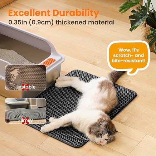 Cat Litter Mat, Double Layer Honeycomb Litter Box Mat