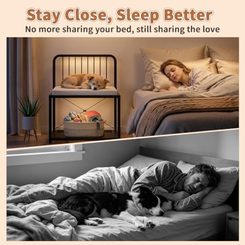 Raised Dog Bed, 5-Level Height Metal Dog Bunk Bed