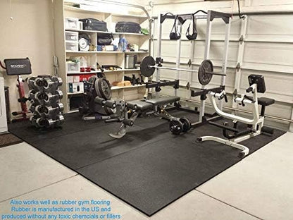 American Floor Mats - Heavy Duty Stall Tiles - Stable/Horse Flooring - Thick, Durable Rubber Solid Black 4 Center Tiles 3/4" Thick Expansion Set